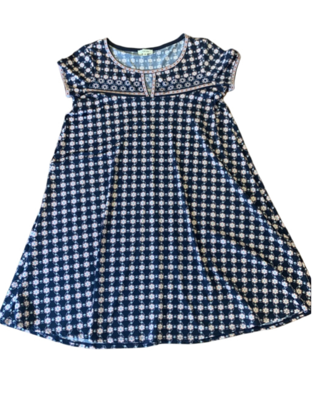 Max Studio Dress XS navy Blue and Peach Design.